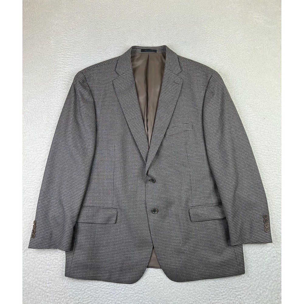 Hart Schaffner Marx Blazer Mens 48R Beige Wool Stretch Plaid Botto Giuseppe